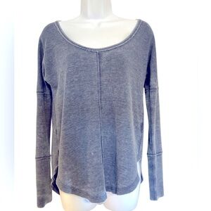 Lucky Brand Steel Blue Raw Edge Long Sleeve Top xs